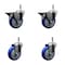 Service Caster 4'' Blue Poly Wheel Swivel 7/16'' Grip Ring Stem Caster Set 2 Brakes, 4PK GR20S414-PPUB-BLUE-PLB-716138-2-S-2 - alternate 1